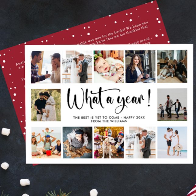 Modern What A Year Photo Collage Holiday Card (Creator Uploaded)