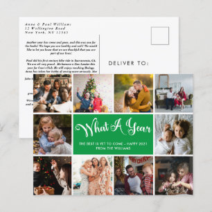 Modern What A Year Photo Collage Postcard