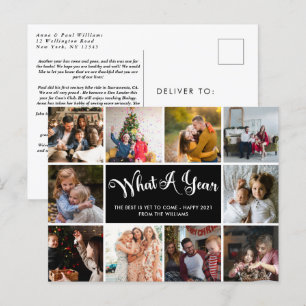 Modern What A Year Photo Collage Postcard