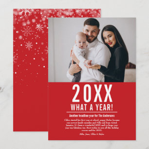 Modern What A Year Photo Year In Review Family Holiday Card