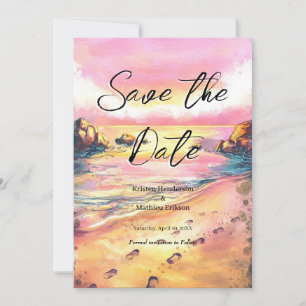 Modern Whimsical Beach Wedding Save The Date