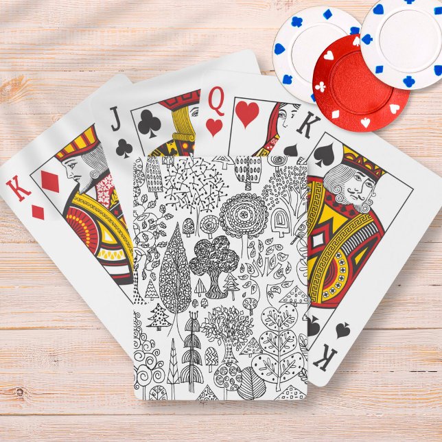 Modern Whimsical Black and White Trees Pattern Playing Cards (Creator Uploaded)