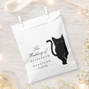 Modern Whimsical Black Cat Wedding Favour Bags