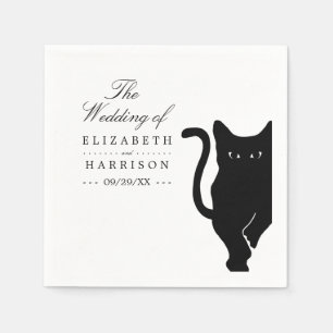 Modern Whimsical Black Cat Wedding Napkin