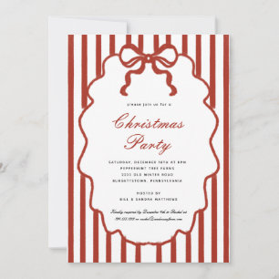 Modern Whimsical Bow Illustrated Christmas Party Invitation