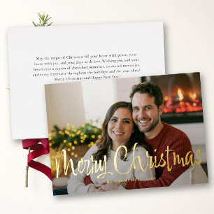 Modern Whimsical Brushed Script Photo Christmas