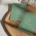 Modern Whimsical Colourful Bright Fun Boho Wedding Menu<br><div class="desc">A colourful retro funky modern bright  wedding dinner menu. Which features chic template design of boho vintage green  background and white  typography and hand written menu in white. Perfect and matching with the whole whimsical hand lettered suite vibe.</div>