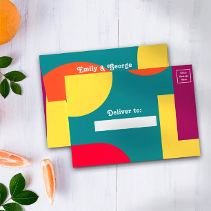 Modern Whimsical Colourful Groovy Abstract Wedding Envelope