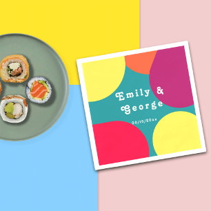 Modern Whimsical Colourful Groovy Abstract Wedding Napkin