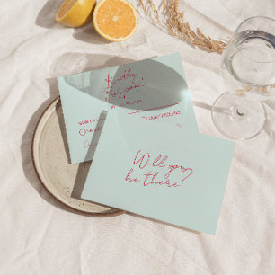 Modern Whimsical Colourful Retro Fun Funky Wedding RSVP Card