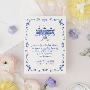 Modern Whimsical Cupcake Doodle Bridal Shower Invitation