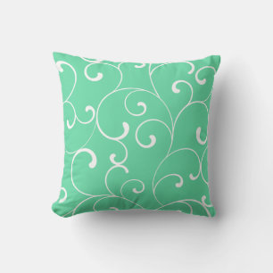 Modern Whimsical Curls Aqua Cushion