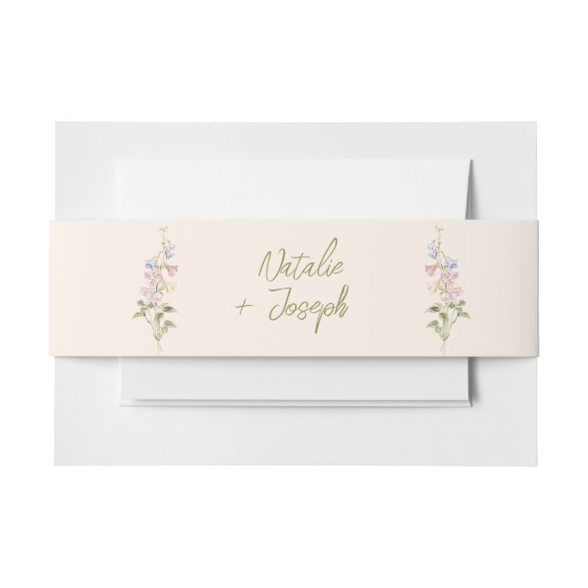 Modern Whimsical Floral Wildflower Summer Wedding Invitation Belly Band (Front Example)