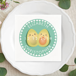 Modern Whimsical Funny Avocados Cute Wedding Party Napkin