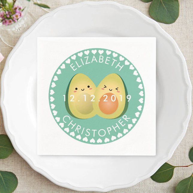 Modern Whimsical Funny Avocados Cute Wedding Party Napkin (Creator Uploaded)