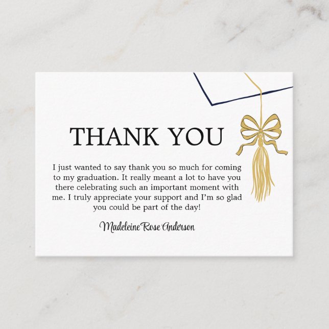 Modern Whimsical Gold Black Graduation Cap Enclosure Card (Front)