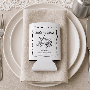 Modern & Whimsical Hand Drawn Wedding Can Cooler