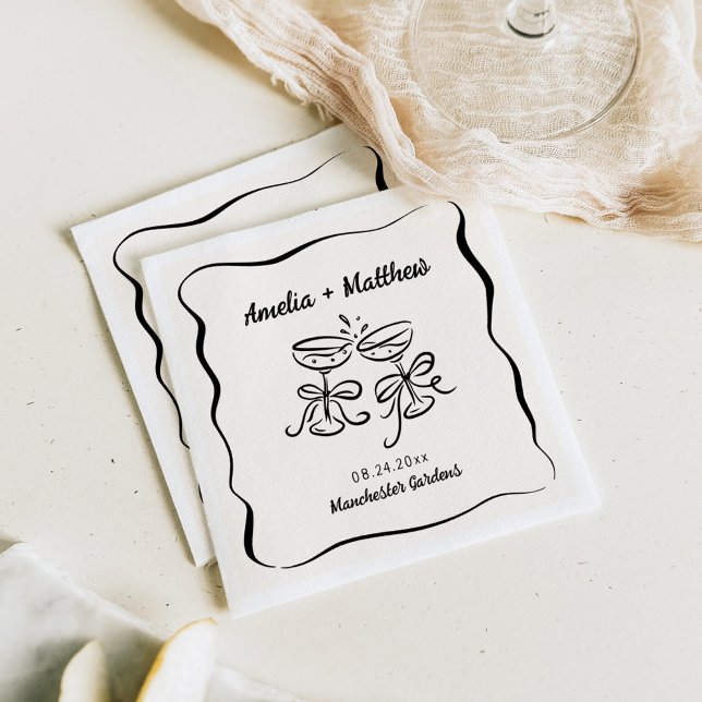 Modern & Whimsical Hand Drawn Wedding Napkin (Creator Uploaded)