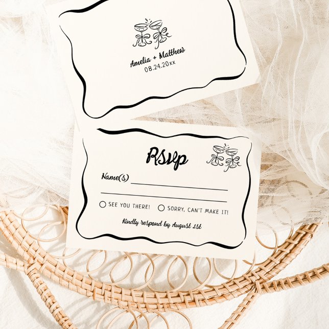 Modern & Whimsical Hand Drawn Wedding RSVP Enclosure Card (Creator Uploaded)