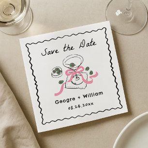 Modern & Whimsical Martini Hand Drawn Wedding Napkin