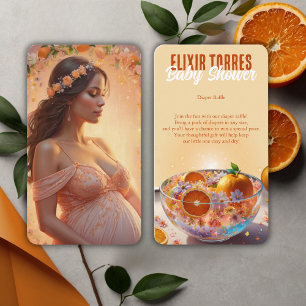 Modern Whimsical Orange Citrus Photo Baby Shower Enclosure Card