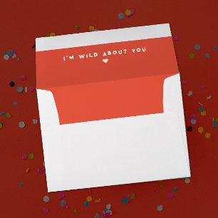 Modern Whimsical Red And White Wild About You Typo Envelope