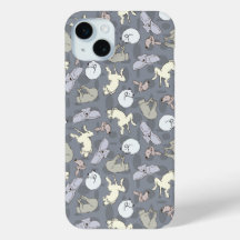Modern Whimsical Sleeping Dogs Vanilla on Grey