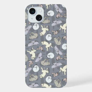 Modern Whimsical Sleeping Dogs Vanilla on Grey iPhone 15 Plus Case