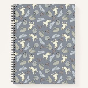 Modern Whimsical Sleeping Dogs - Vanilla on Grey Notebook