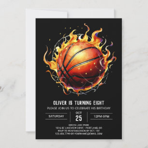 Modern Whimsical Sport Basketball Birthday Invitation