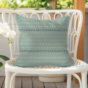 Modern Whimsical Stripes Navy Pastel Seafoam Green Cushion