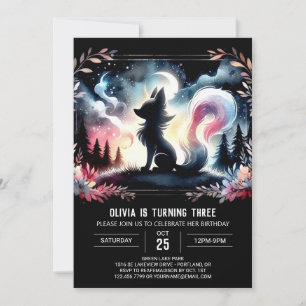 Modern Whimsical Wolf Birthday Invitation