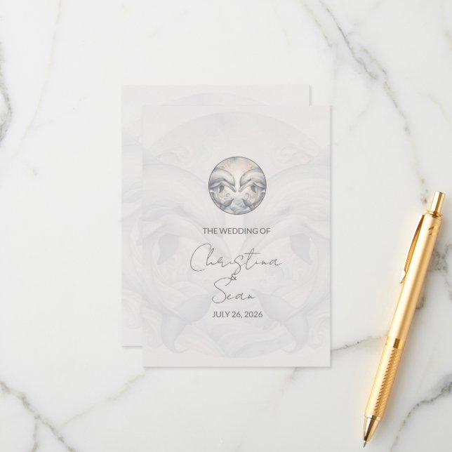 Modern Whimsy Dolphin Wedding Enclosure Card (Front/Back In Situ)