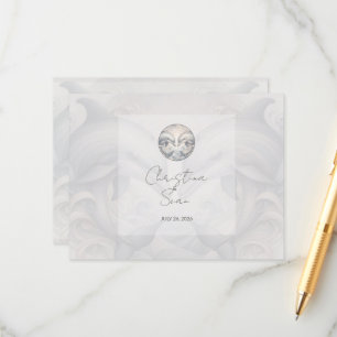 Modern Whimsy Dolphins Wedding QR Code Enclosure C Card