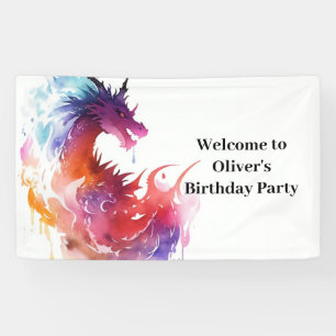 Modern Whimsy Dragon Birthday Banner