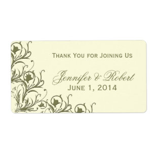 Modern Whimsy Floral Filigree Water Bottle Label