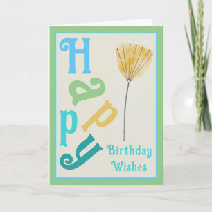 Modern Whimsy Flower Happy Birthday Card