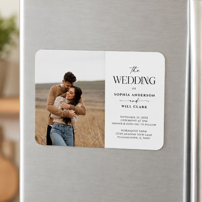 Modern Whimsy Wedding Invitation with Photo Magnet (Creator Uploaded)