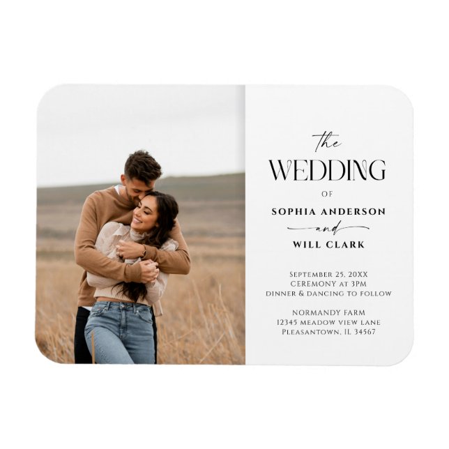 Modern Whimsy Wedding Invitation with Photo Magnet (Horizontal)