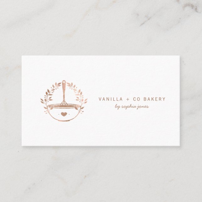 Modern Whisk Bakery Caterer Business QR Code Business Card (Front)