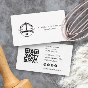 Modern Whisk Bakery Caterer Business QR Code Card