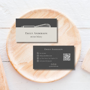 Modern Whisk Bakery Chef Caterer Neutral Beige Business Card