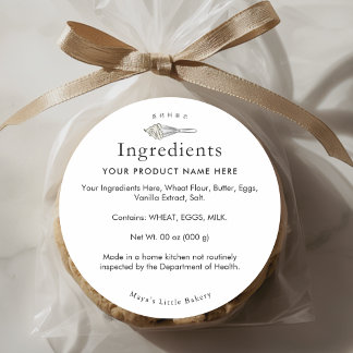 Modern Whisk Bakery Ingredient Classic Round Sticker