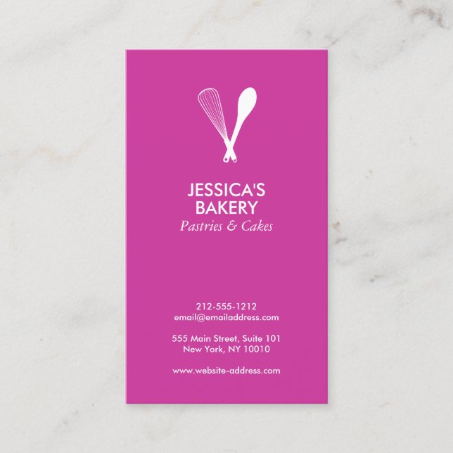 MODERN WHISK & SPOON LOGO on BERRY Business Card (Front)