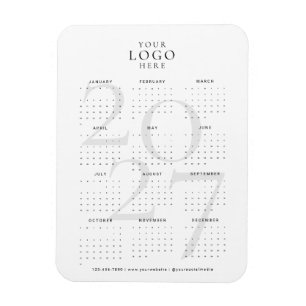 Modern White 2027 Calendar Business Logo Magnet