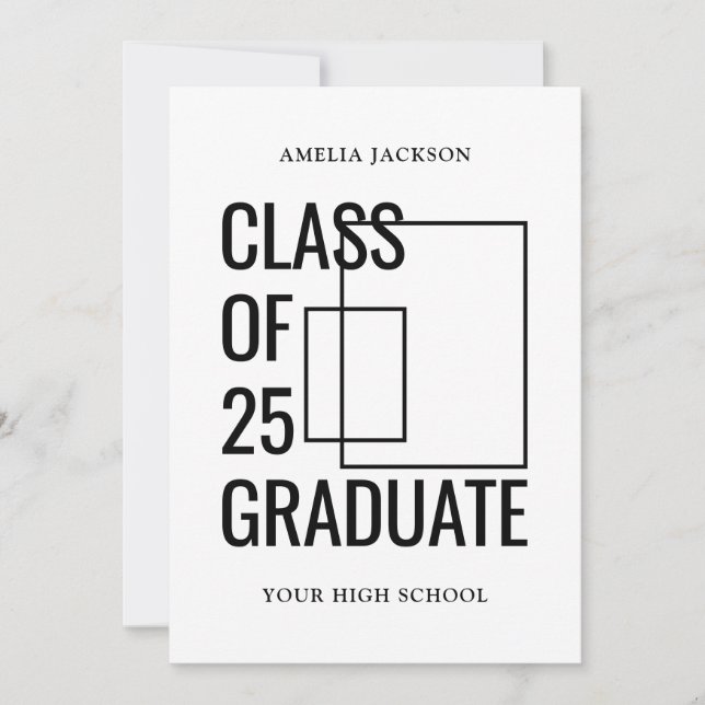 Modern White 2 Photos Class Of 25 Grad Open House Invitation (Front)