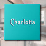 Modern White 3D Cuztomized Name | Turquoise Blue  Tile<br><div class="desc">Modern White 3D (Ocean Blue Shades) Cuztomized Name | Turquoise Blue Colour. You can choose to add your name, the name of a loved one, or a special message. Whether it's a heartfelt gift for someone dear to you or a personal treat, the choice is yours. You can also remove...</div>