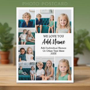 Modern White 8 Photo Collage - We Love Grandma Postcard