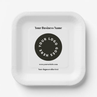 Modern White Add Your Logo  Paper Plate