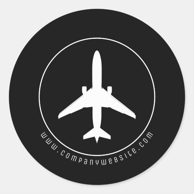 Modern White Aircraft Classic Round Sticker (Front)